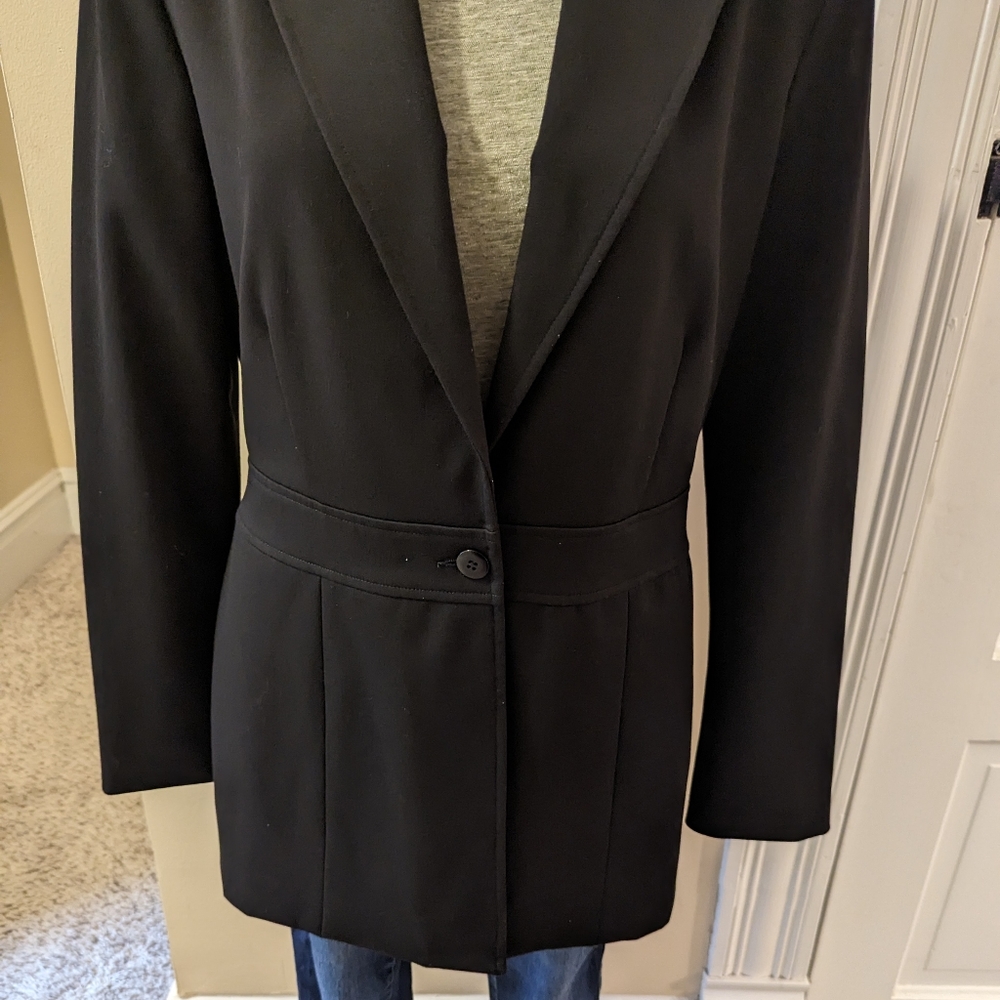 Y2k Cache Black One Button Long Line Blazer With … - image 5